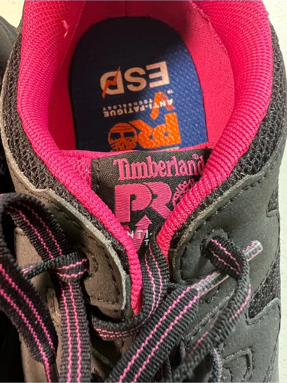 Timberland PRO Womens ESD Safety Work Shoes Alloy Toe Black Pink Size 10W